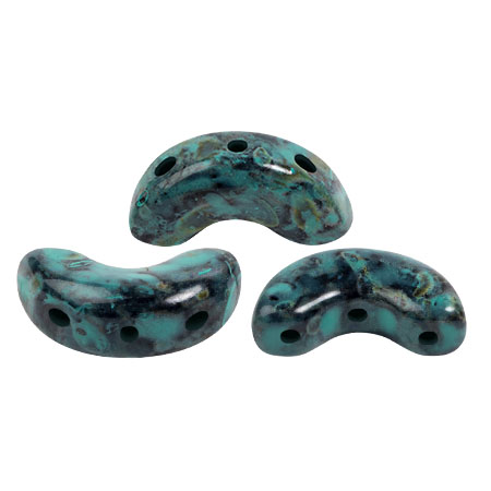 Perle in vetro Arcos® di Puca® 5x10 mm - Black Stony Emerald x10g