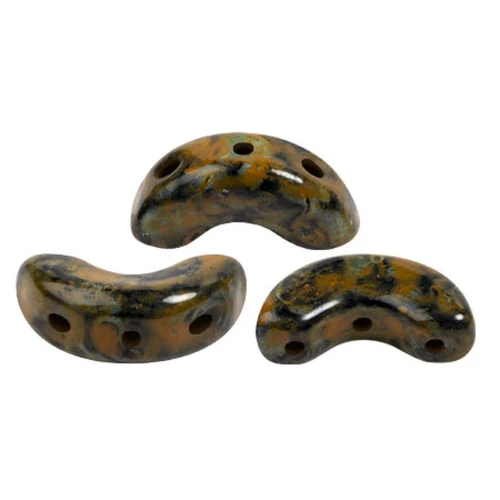Perle di vetro Arcos® di Puca® 5x10 mm - Black Stony Orange x10g