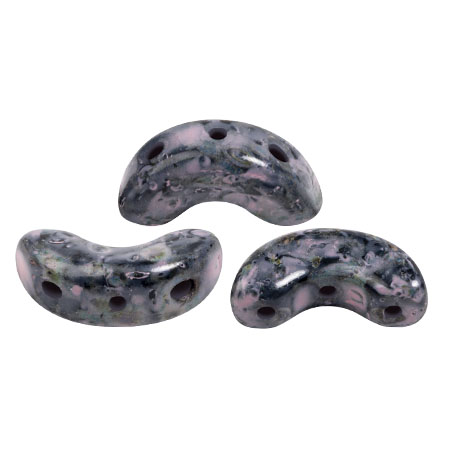 Perle di vetro Arcos® di Puca® 5x10 mm -Black Stony Pink x10g