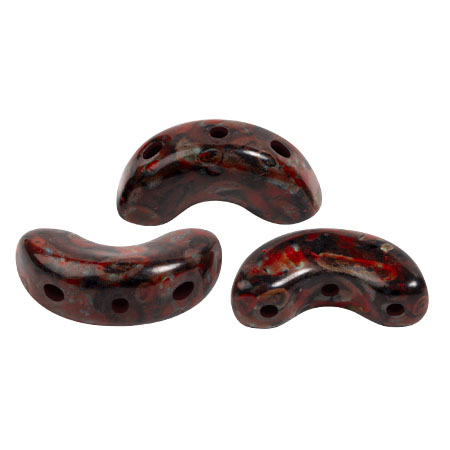 Perle di vetro Arcos® di Puca® 5x10 mm -Black Stony Red x10g
