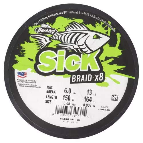 Filo nylon intrecciato nylon Sick Braid 0,08 mm (13LB) - Nero x150m