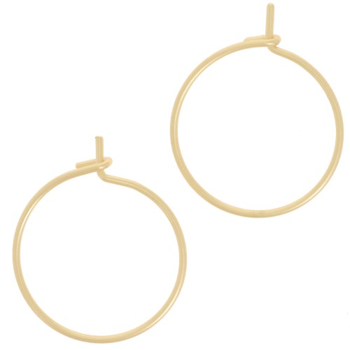 Orecchini a cerchio sottili da 18 mm - Filo da 0,8 mm - Dorati con oro fino x20