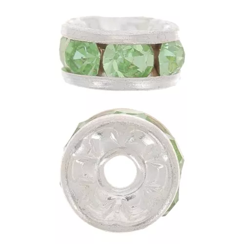 Rondelle Strass mm. 6 argentato/Peridot x4