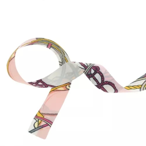 Nastro sciarpa in poliestere 15 mm - Bianco - Rosa chiaro x1m