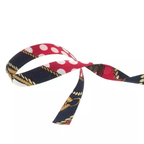 Nastro sciarpa in poliestere da 15 mm - Blu navy - Rosso x1m