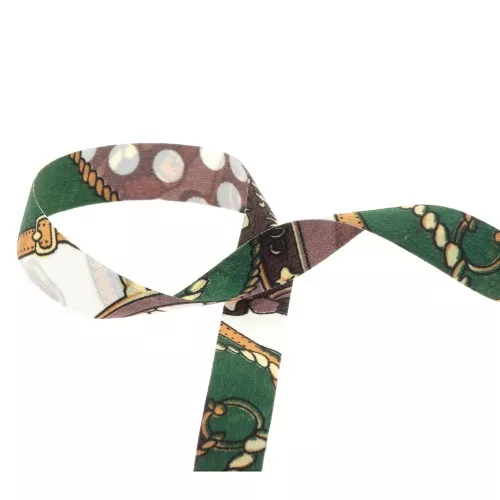 Nastro sciarpa in poliestere da 15 mm - Verde scuro - Marrone x1m