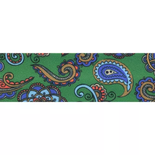 Sbieco in poliestere 20 mm - Motivo cashmere - Verde scuro - Blu x1m