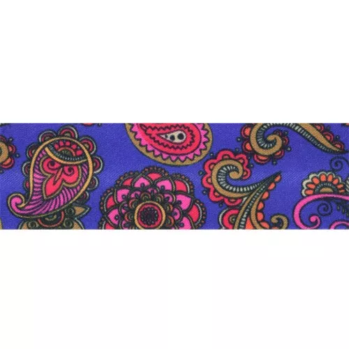 Sbieco in poliestere da 20 mm - Motivo cashmere - Blu reale - Rosso x1m