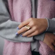 Anello a fiore regolabile 20 mm - Misura da 50 a 56 - Dorato con oro fino x1