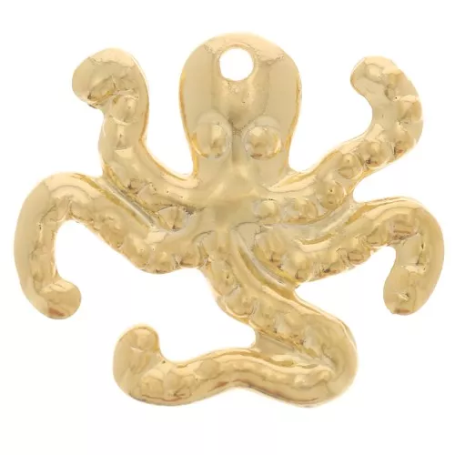 Ciondolo a forma di polpo 15x17 mm - Dorato in oro fino x1