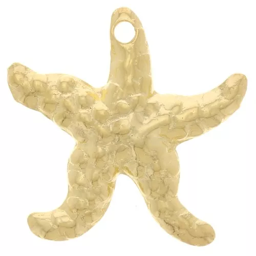 Ciondolo stella marina 14 mm - Dorato con oro fino x1