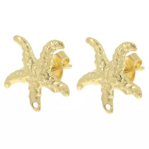 Orecchini a stella marina 14 mm - Dorato con oro fino x2