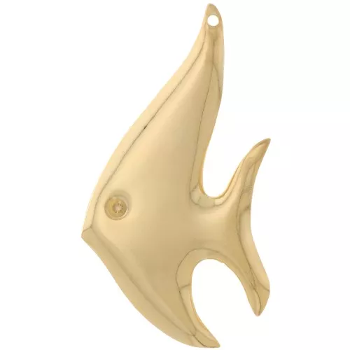 Ciondolo a forma di pesce 40x23 mm - Dorato in oro fino x1