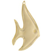 Ciondolo a forma di pesce 40x23 mm - Dorato in oro fino x1