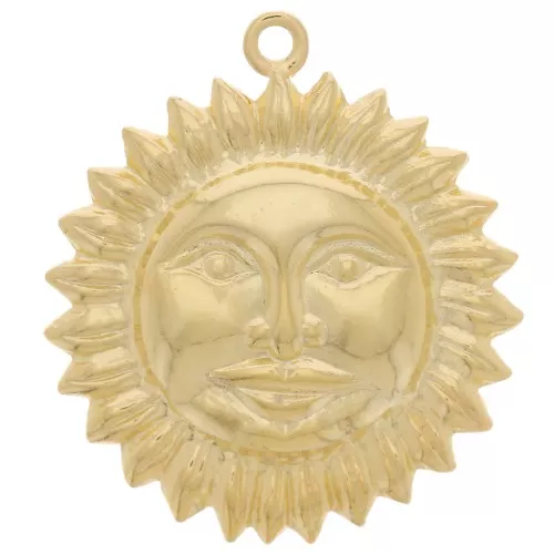 Ciondolo a forma di sole 20 mm - Dorato in oro fino x1