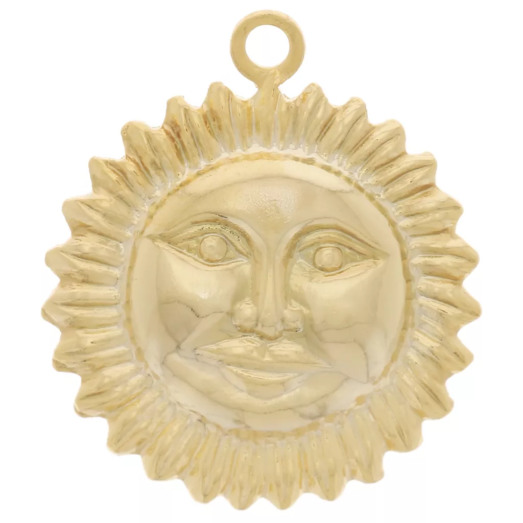 Ciondolo Sole Con Diamante Simulato 0,40Ct – Catena In Omaggio, Oro Giallo 14K