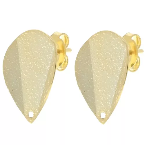 Orecchini a petalo con effetto piegato - 18x13 mm -Dorato con oro fino x2