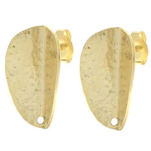 Orecchini a petalo con effetto piegato - 21x13 mm - Dorato con oro fino x2