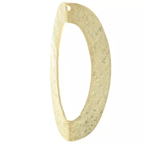 Ciondolo ovale testurizzato a effetto piegato - 41x19 mm - Dorato in oro fino x1