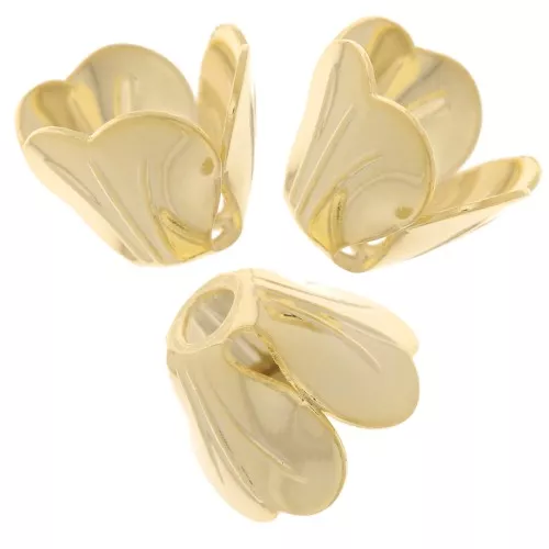 Coppette fiore 3 petali 10 mm - Dorato con oro fino x1