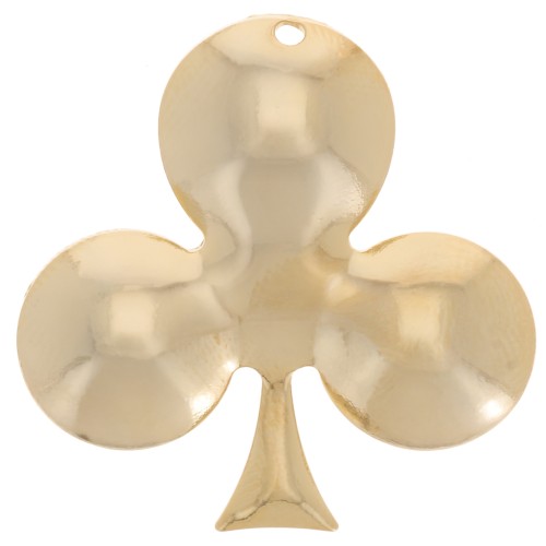 Pendente trifoglio 26x25 mm - Carta da gioco Asso di Fiori - Dorato in oro fino x1