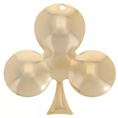 Pendente trifoglio 26x25 mm - Carta da gioco Asso di Fiori - Dorato in oro fino x1