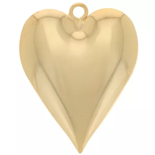 Ciondolo a forma di cuore - 28x22 mm - Carta da gioco Asso di Cuori - Dorato in oro fino x1