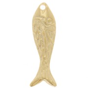Ciondolo a forma di pesce 20x6 mm - Dorato in oro fino x1