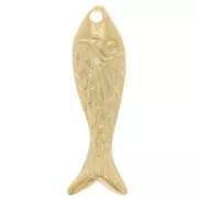 Ciondolo a forma di pesce 20x6 mm - Dorato in oro fino x1