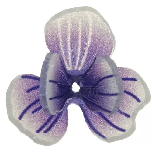 Perlina fiore di viola del pensiero 16x8 mm in resina - Viola scuro x1