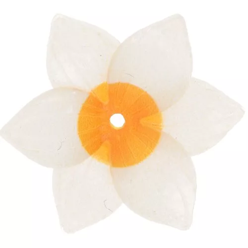 Perlina fiore in resina 22 mm - Bianco - Giallo scuro x1