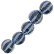 Perline tonde striate in ceramica 11 mm - Blu navy - Blu marmorizzato x10