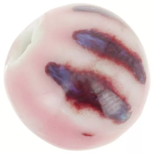 Perline tonde striate in ceramica 11 mm - Rosa - Viola marmorizzato x10