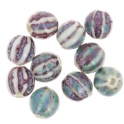Perline tonde striate in ceramica 11 mm - Blu - Viola - Beige marmorizzato x10|raw }}