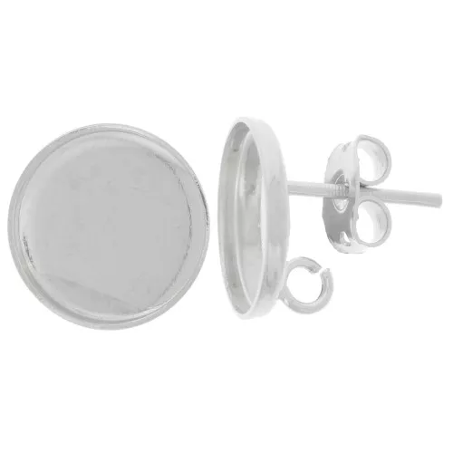 Orecchini rotondi cabochon 12 mm - anello aperto - placcatura in argento x2