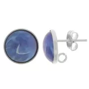 Orecchini rotondi cabochon 12 mm - anello aperto - placcatura in argento x2