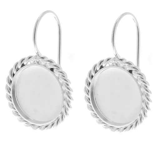 Monachelle effetto corda per cabochon base piatta 12mm Placcatura argento fine x2