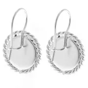 Monachelle effetto corda per cabochon base piatta 12mm Placcatura argento fine x2