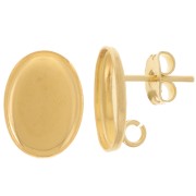Orecchini perno ovali 14x10 mm anello aperto - Dorato con oro fino x2|raw }}