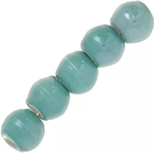 Perline rotonde in ceramica 6,5 mm - Blu verde acqua x20