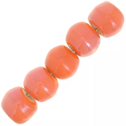 Perline rotonde in ceramica 6,5 mm - Arancione x20