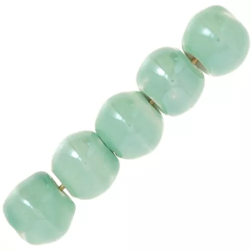 Perle rotonde in ceramica 6,5 mm - Verde acqua x20