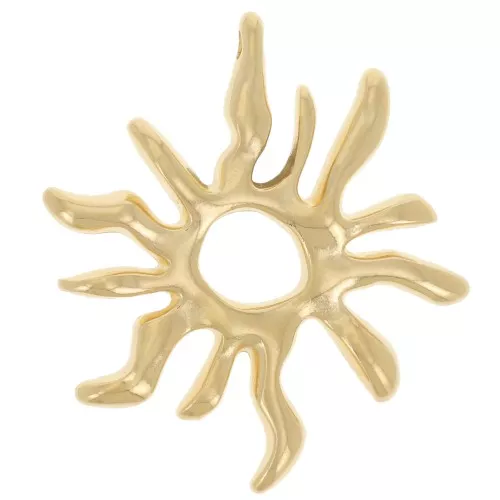 Pendente a forma di sole irregolare 32x28 mm - Dorato con oro fino x1