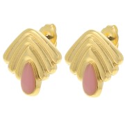 Orecchini vintage 18x18,5 mm con resina epossidica Dorato con oro fino - Rose x2|raw }}