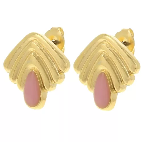 Orecchini vintage 18x18,5 mm con resina epossidica Dorato con oro fino - Rose x2
