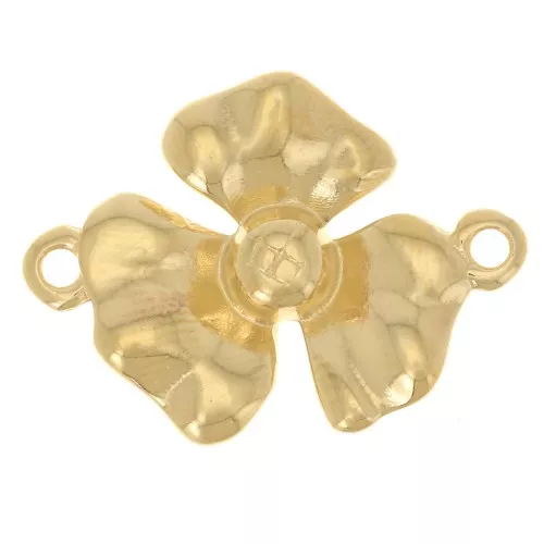 Distanziatore a fiore 3 petali 23x16 mm - Dorato con oro fino x1