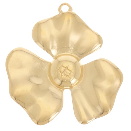 Pendente a 3 petali di fiori 33x32 mm - Dorato con oro fino x1
