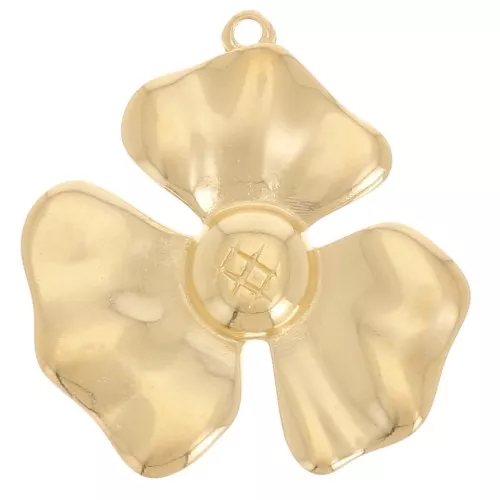 Pendente a 3 petali di fiori 33x32 mm - Dorato con oro fino x1