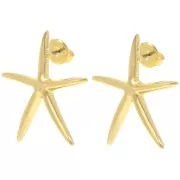 Orecchini a stella marina 27,5x25 mm - Dorato con oro fino x2