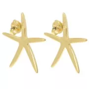 Orecchini a stella marina 27,5x25 mm - Dorato con oro fino x2